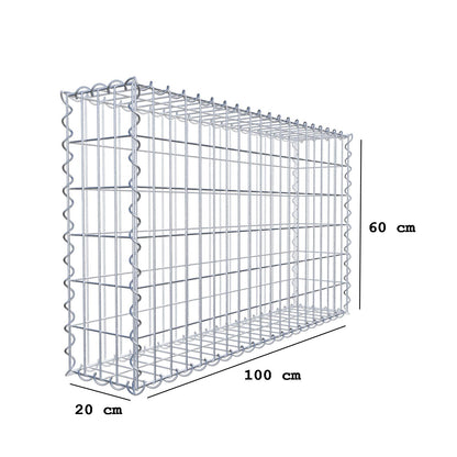 Gabion 100 cm x 60 cm x 20 cm (L x H x D), mesh size 5 cm x 10 cm, spiral