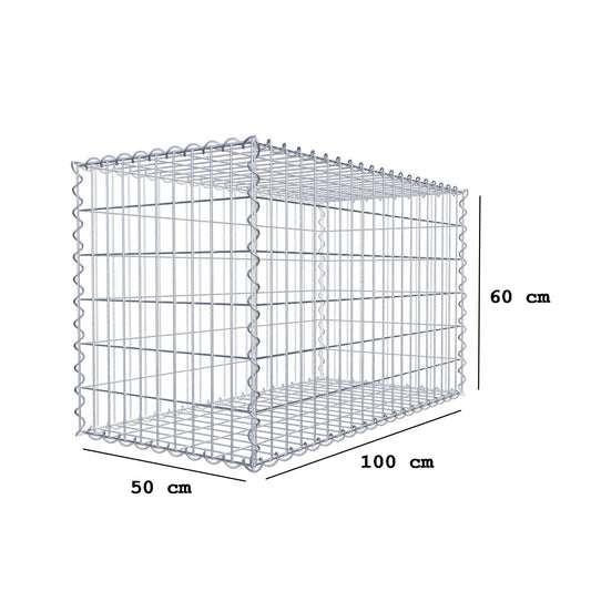 Gabion 100 cm x 60 cm x 50 cm (L x H x D), mesh size 5 cm x 10 cm, spiral