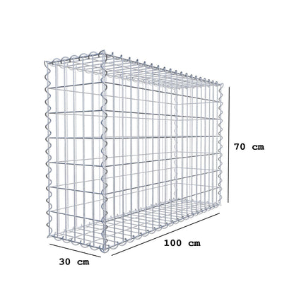 Gabion 100 cm x 70 cm x 30 cm (L x H x D), mesh size 5 cm x 10 cm, spiral