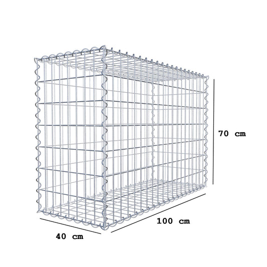 Gabion 100 cm x 70 cm x 40 cm (L x H x D), mesh size 5 cm x 10 cm, spiral