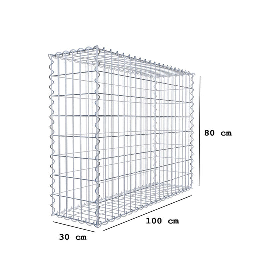Gabion 100 cm x 80 cm x 30 cm (L x H x P), mailles 5 cm x 10 cm, spirale
