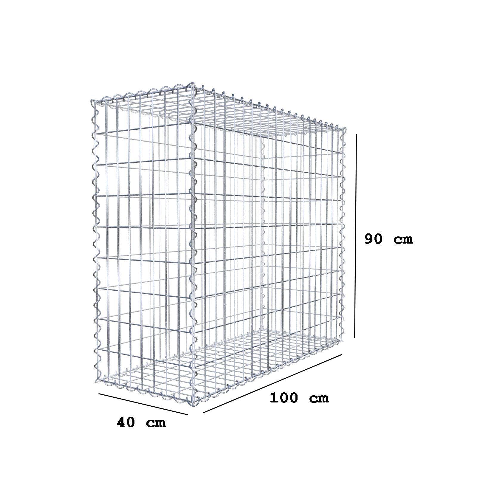 Schanskorf 100 cm x 90 cm x 40 cm (L x H x D), maaswijdte 5 cm x 10 cm, spiraalvormig