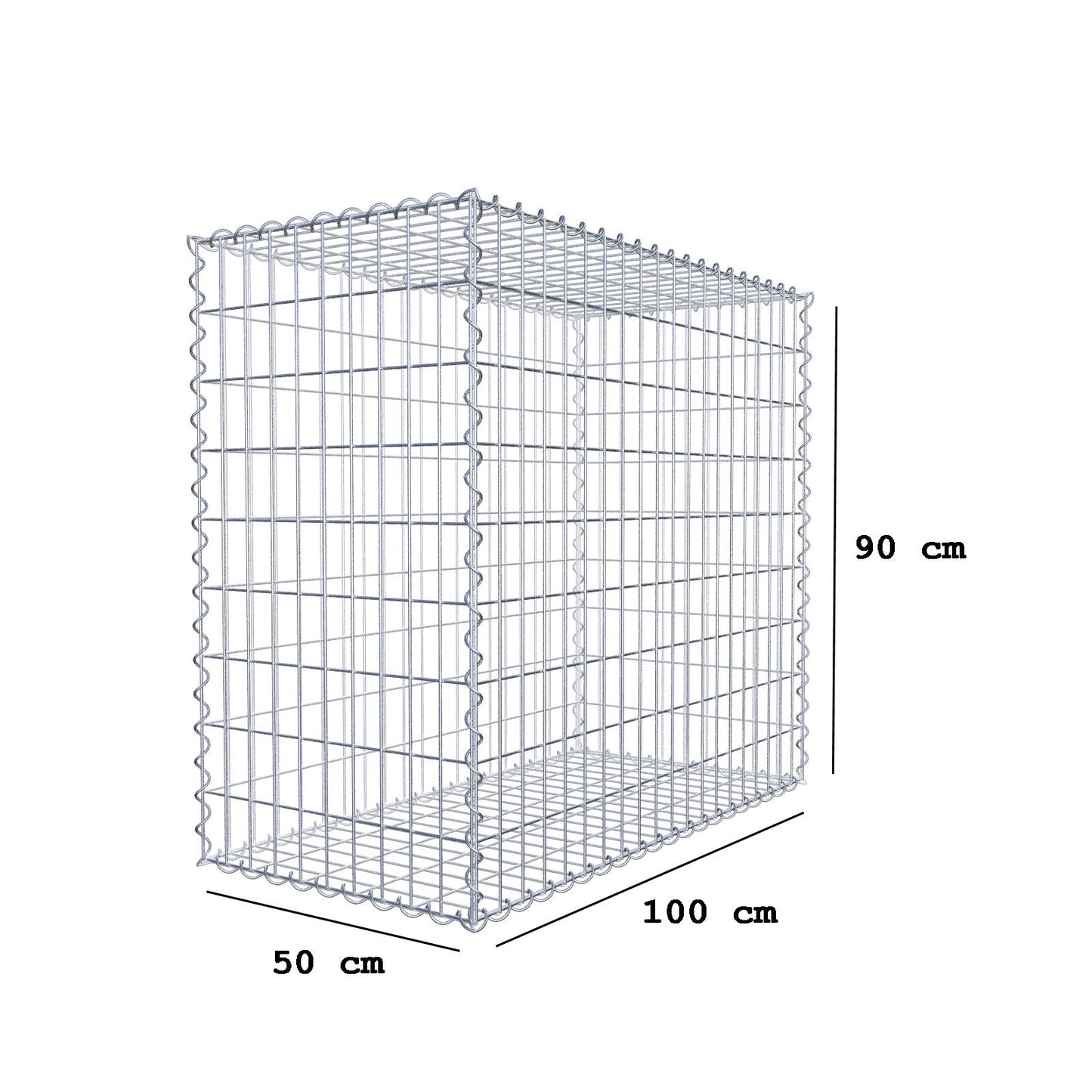 Gabion 100 cm x 90 cm x 50 cm (L x H x D), maskstorlek 5 cm x 10 cm, spiral