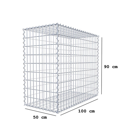 Gabion 100 cm x 90 cm x 50 cm (L x H x D), maskestørrelse 5 cm x 10 cm, spiral