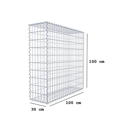 Gabion 100 cm x 100 cm x 30 cm (L x H x D), mesh size 5 cm x 10 cm, spiral
