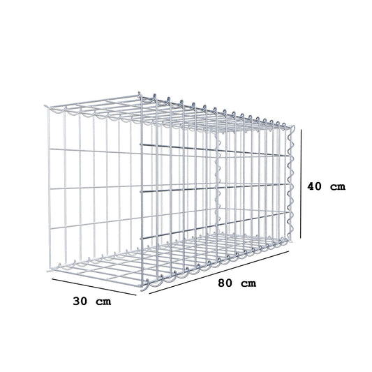 Extra gabion typ 2 80 cm x 40 cm x 30 cm (L x H x D), maskstorlek 5 cm x 10 cm, spiral