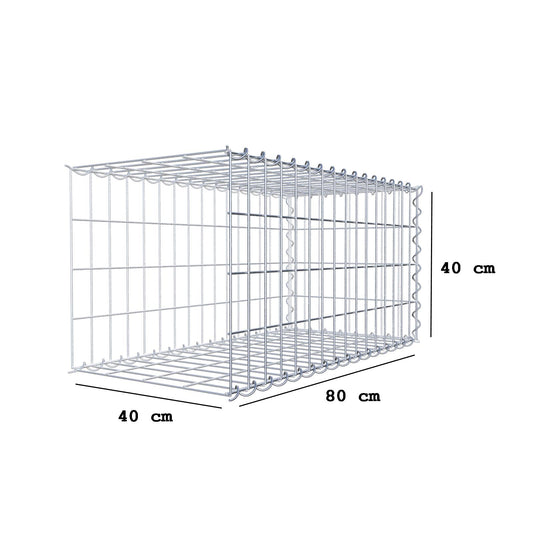 Monteret gabion type 2 80 cm x 40 cm x 40 cm (L x H x D), maskestørrelse 5 cm x 10 cm, spiral