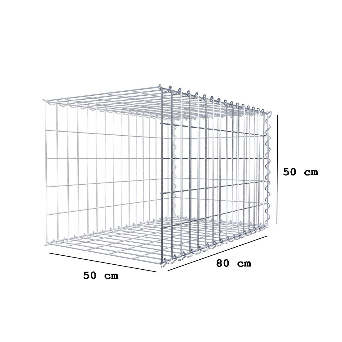 Grown-on gabion type 2 80 cm x 50 cm x 50 cm (L x H x D), mesh size 5 cm x 10 cm, spiral