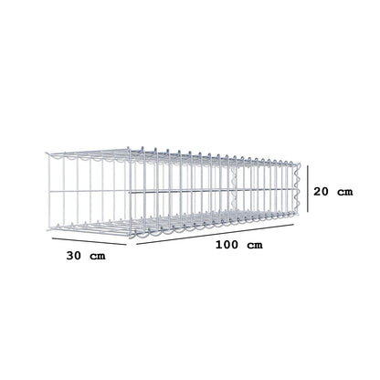 Udvokset gabion type 2 100 cm x 20 cm x 30 cm (L x H x D), maskestørrelse 5 cm x 10 cm, spiral