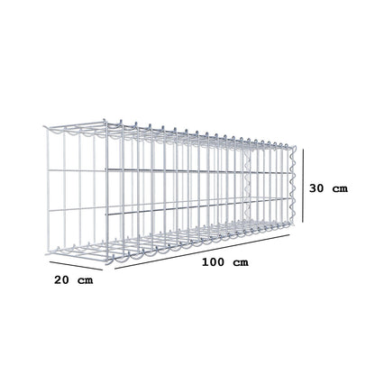 Gabion rapporté type 2 100 cm x 30 cm x 20 cm (L x H x P), mailles 5 cm x 10 cm, spirale