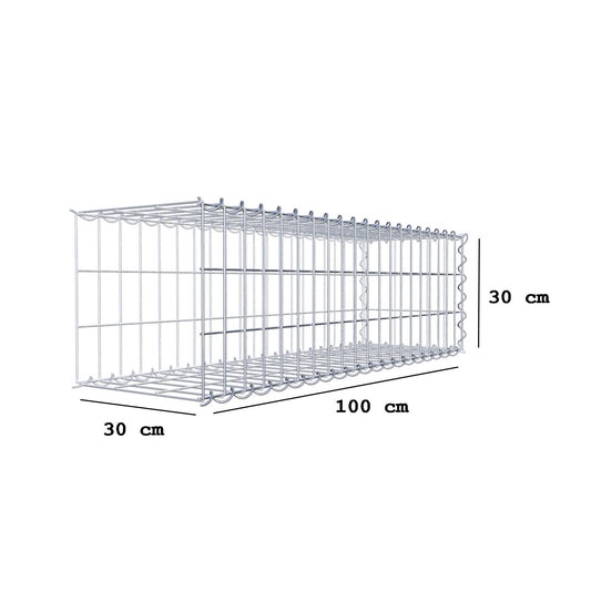 Opvokset gabion type 2 100 cm x 30 cm x 30 cm (L x H x D), maskestørrelse 5 cm x 10 cm, spiral