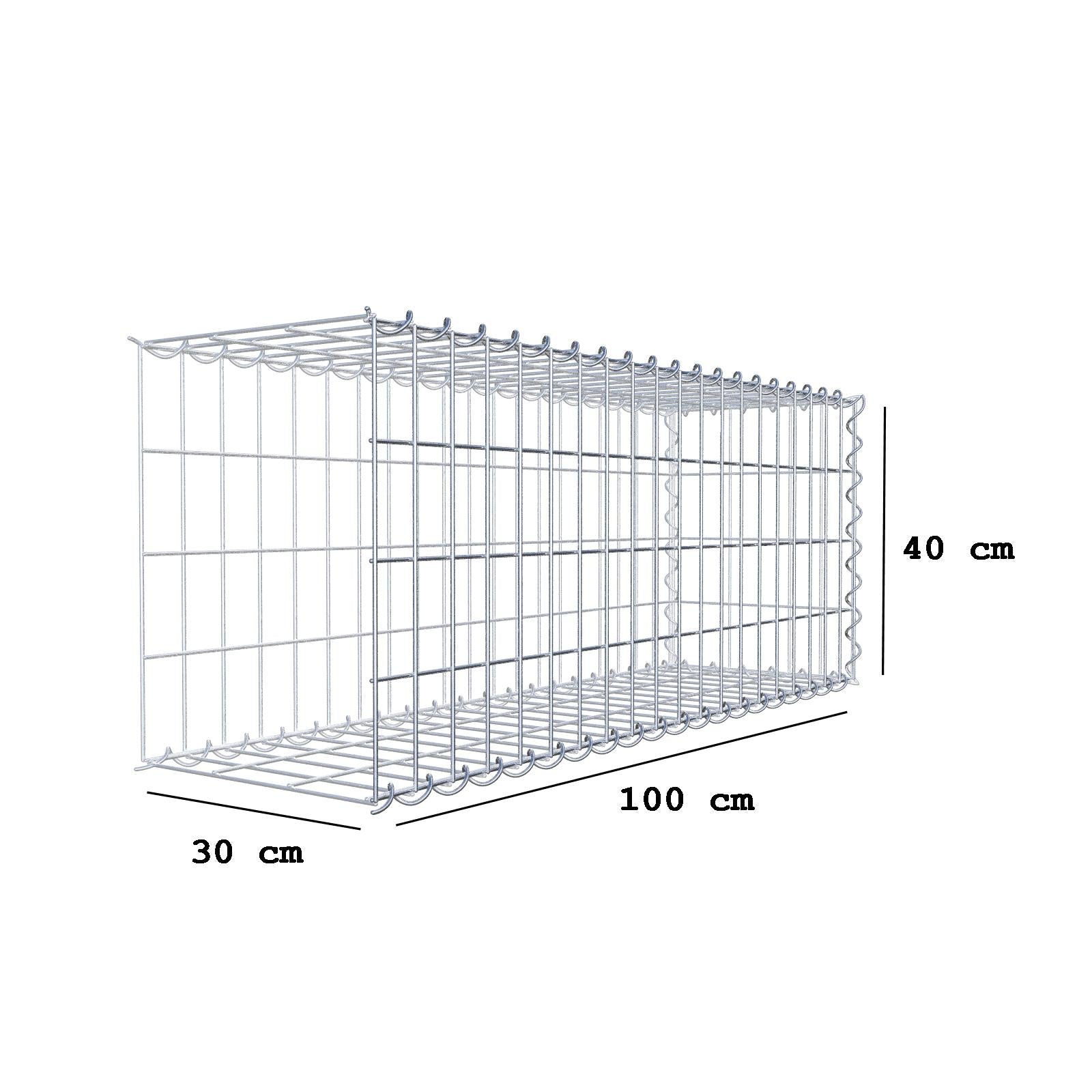 Anbaugabione Typ 2 100 cm x 40 cm x 30 cm (L x H x T), Maschenweite 5 cm x 10 cm, Spirale