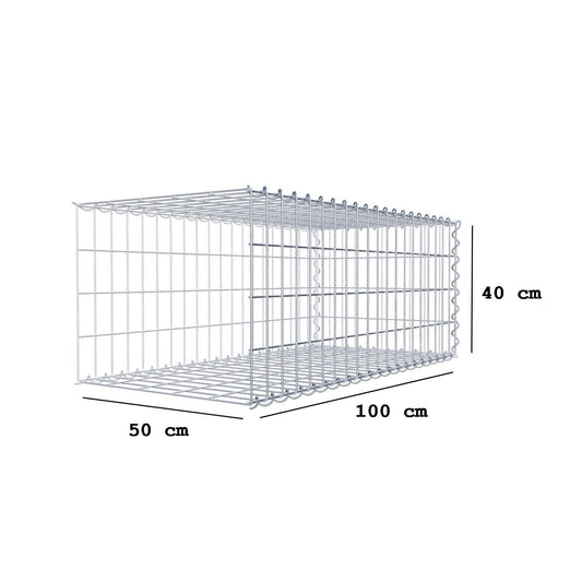 Extra gabion typ 2 100 cm x 40 cm x 50 cm (L x H x D), maskstorlek 5 cm x 10 cm, spiral