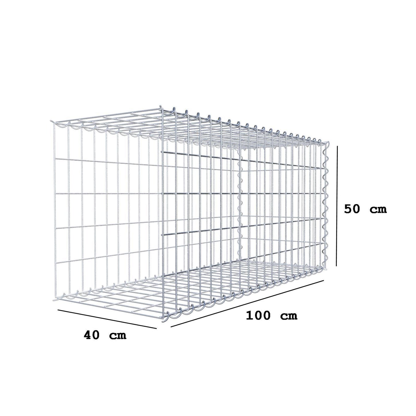 Gabbione aggiuntivo tipo 2 100 cm x 50 cm x 40 cm (L x H x P), dimensione maglia 5 cm x 10 cm, a spirale