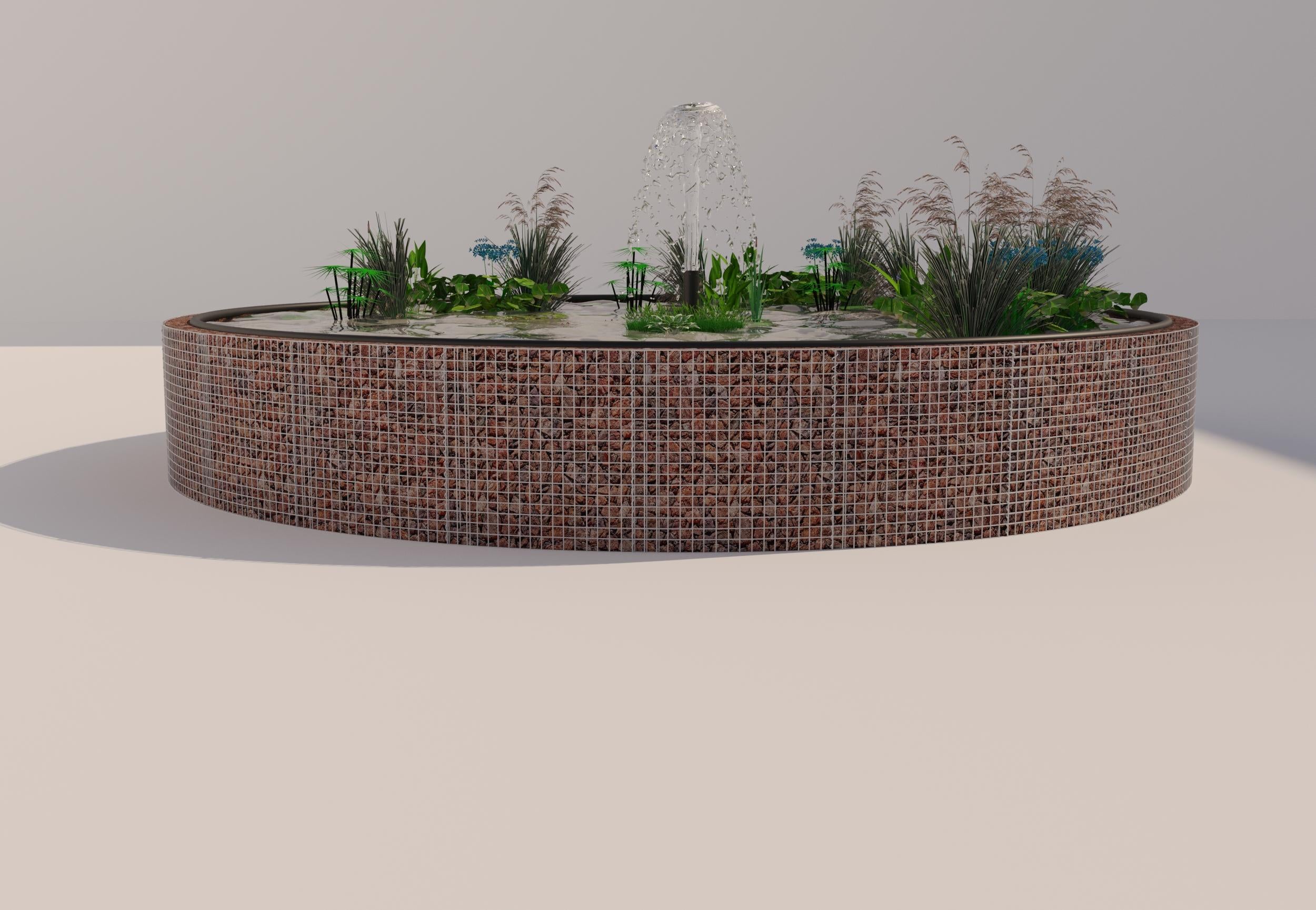 Gabion raised pond, round, outer diameter 292 cm, height 80 cm, mesh size 5 x 5 cm, wall thickness 15 cm