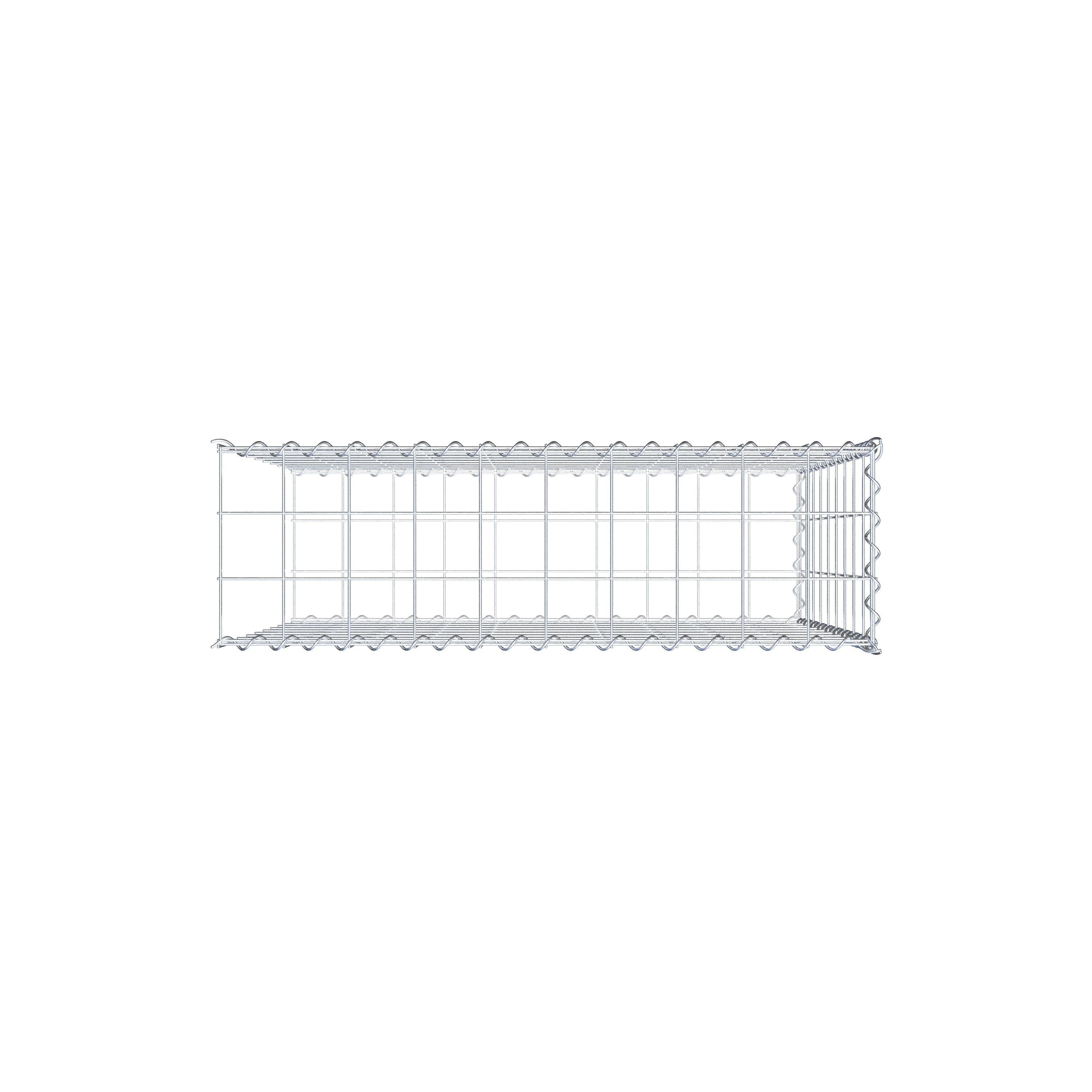 Aangebouwde schanskorf type 2 100 cm x 90 cm x 30 cm (L x H x D), maaswijdte 10 cm x 10 cm, spiraal