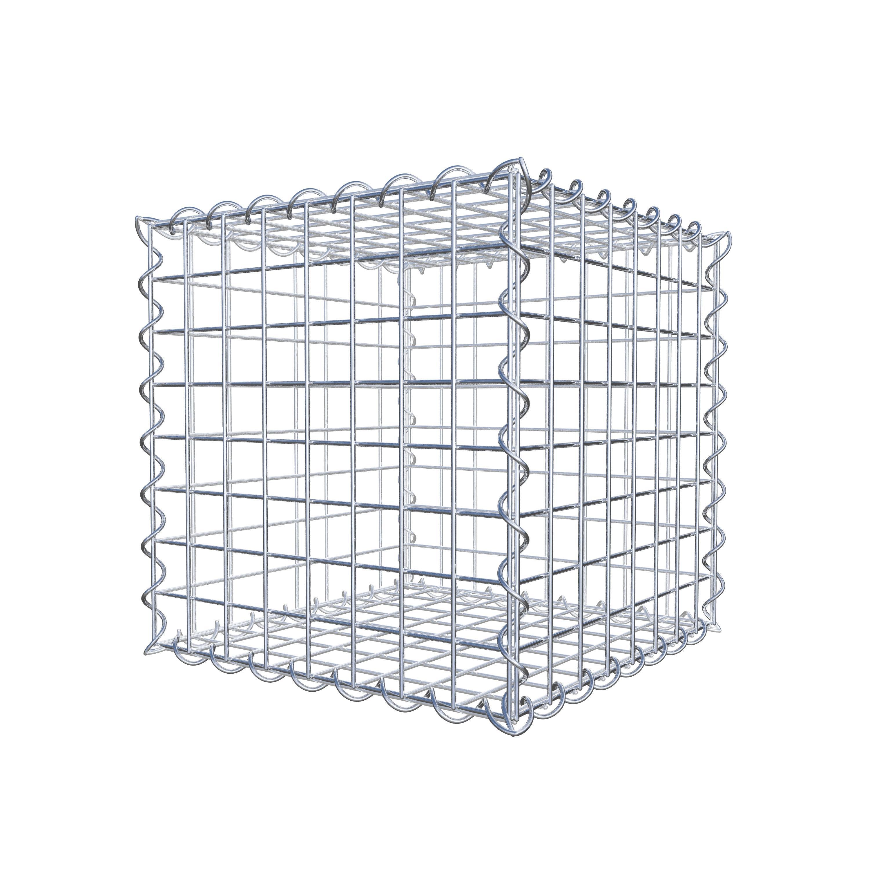 Schanskorf 40 cm x 40 cm x 40 cm (L x H x D), maaswijdte 5 cm x 5 cm, spiraalvormig