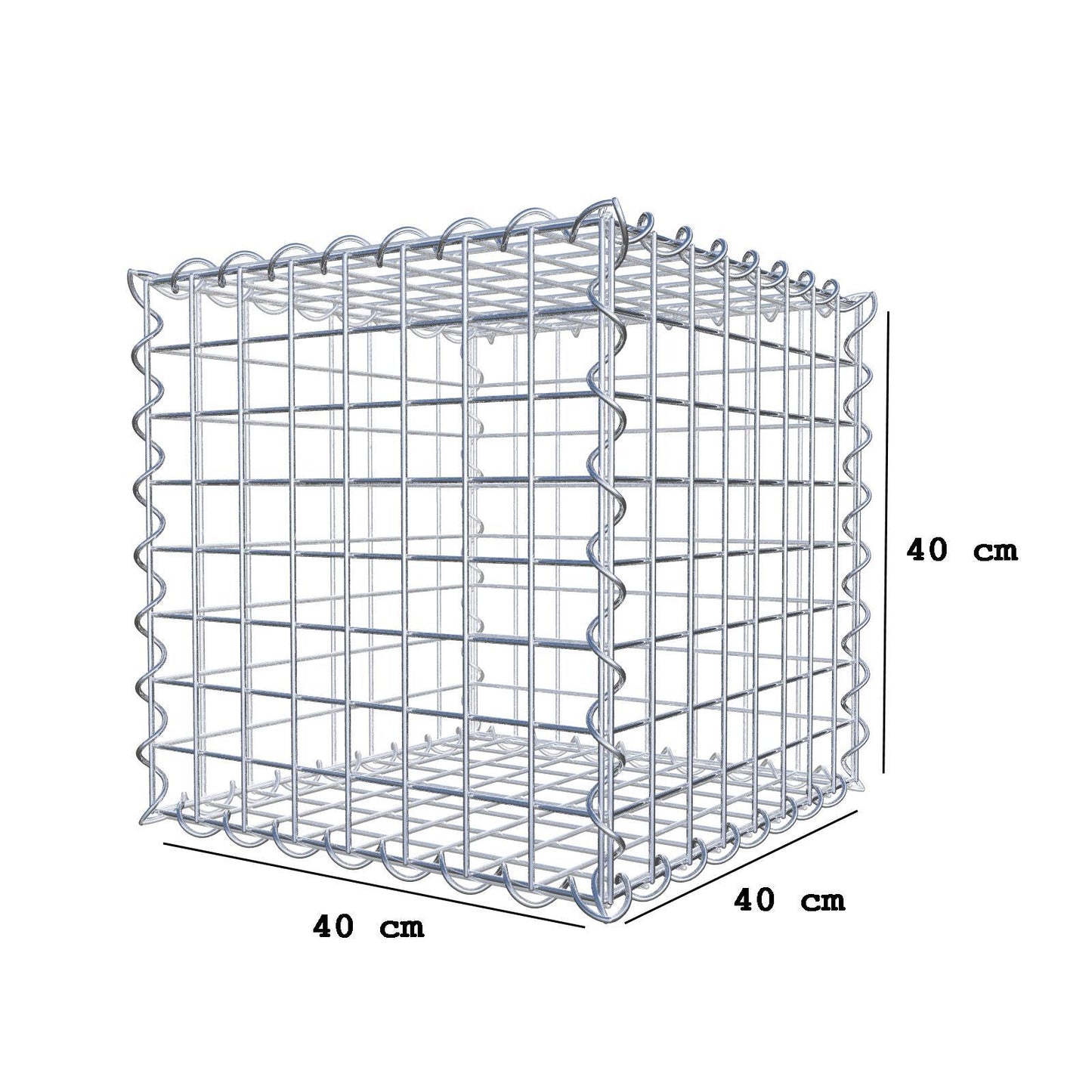 Gabion 40 cm x 40 cm x 40 cm (L x H x P), mailles 5 cm x 5 cm, spirale