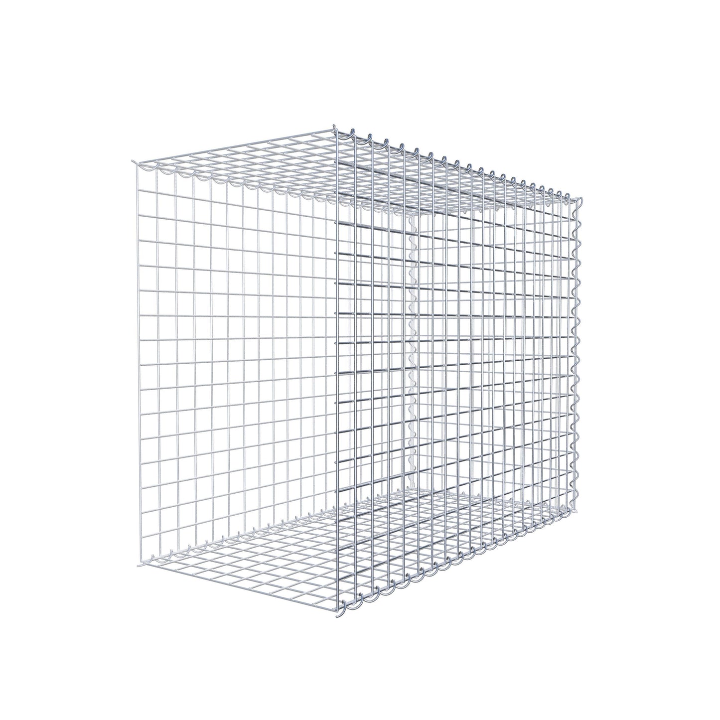 Opbouw schanskorf type 2 100 cm x 80 cm x 50 cm (L x H x D), maaswijdte 5 cm x 5 cm, spiraalvormig