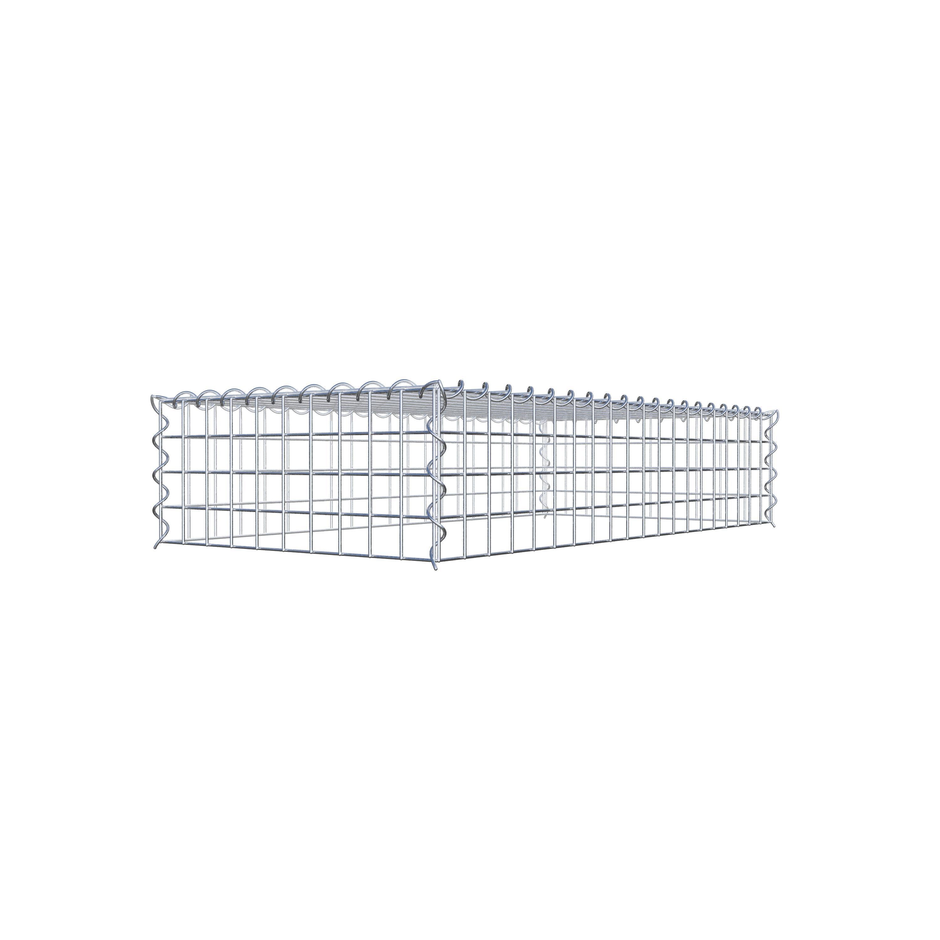 Opvokset gabion type 3 100 cm x 20 cm x 50 cm (L x H x D), maskestørrelse 5 cm x 5 cm, spiral