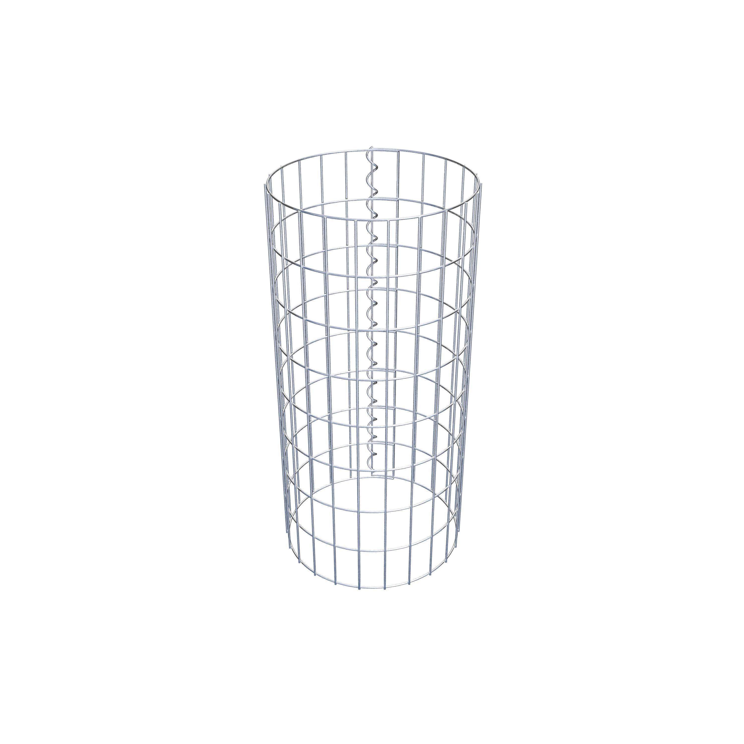 Gabion column around 37 cm diameter, 80 cm height, mesh size 5 cm x 10 cm