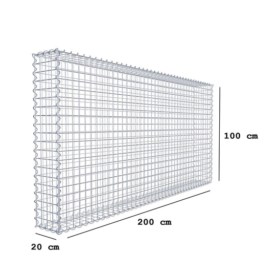 Gabion 200 cm x 100 cm x 20 cm (L x H x P), mailles 5 cm x 5 cm, spirale