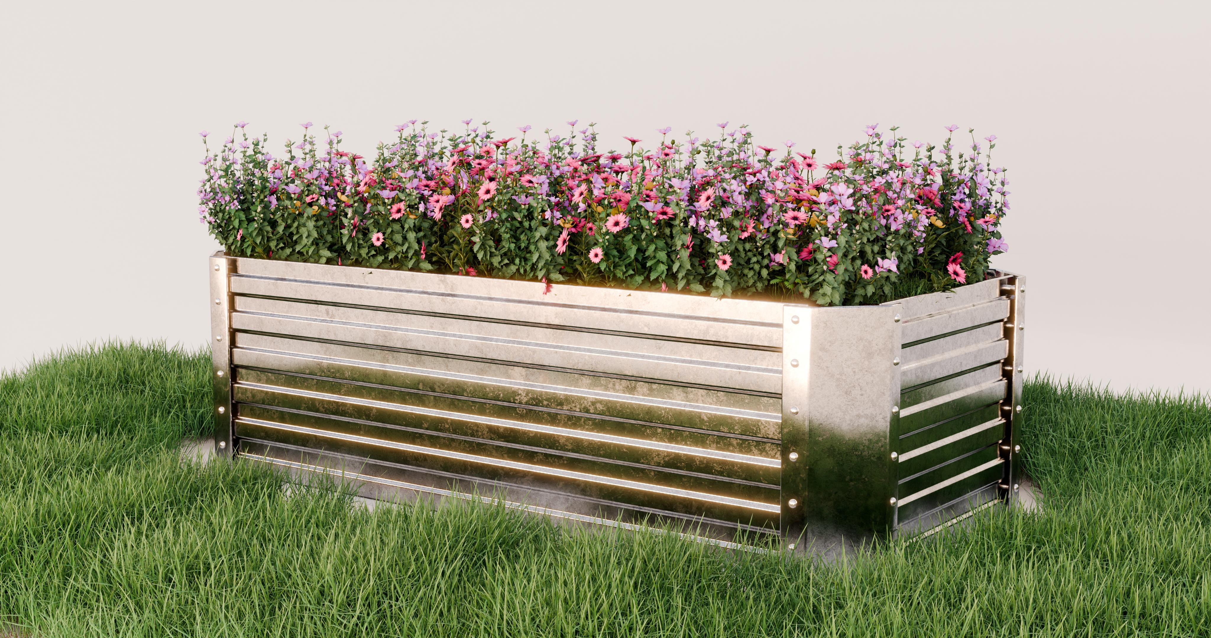 Raised bed made of galvanized sheet metal (184 x 60 x 90 cm)