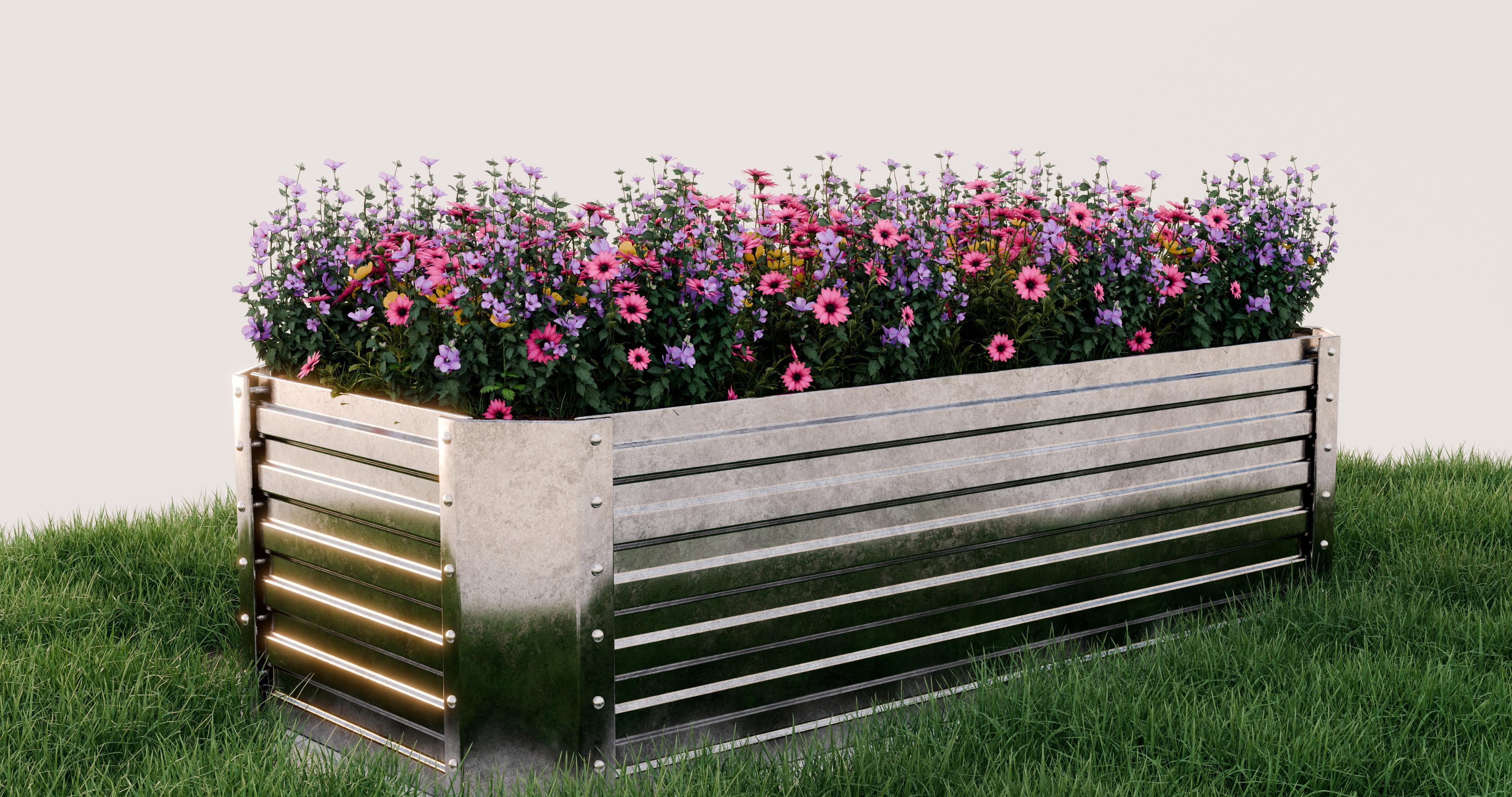 Raised bed made of galvanized sheet metal (184 x 60 x 90 cm)