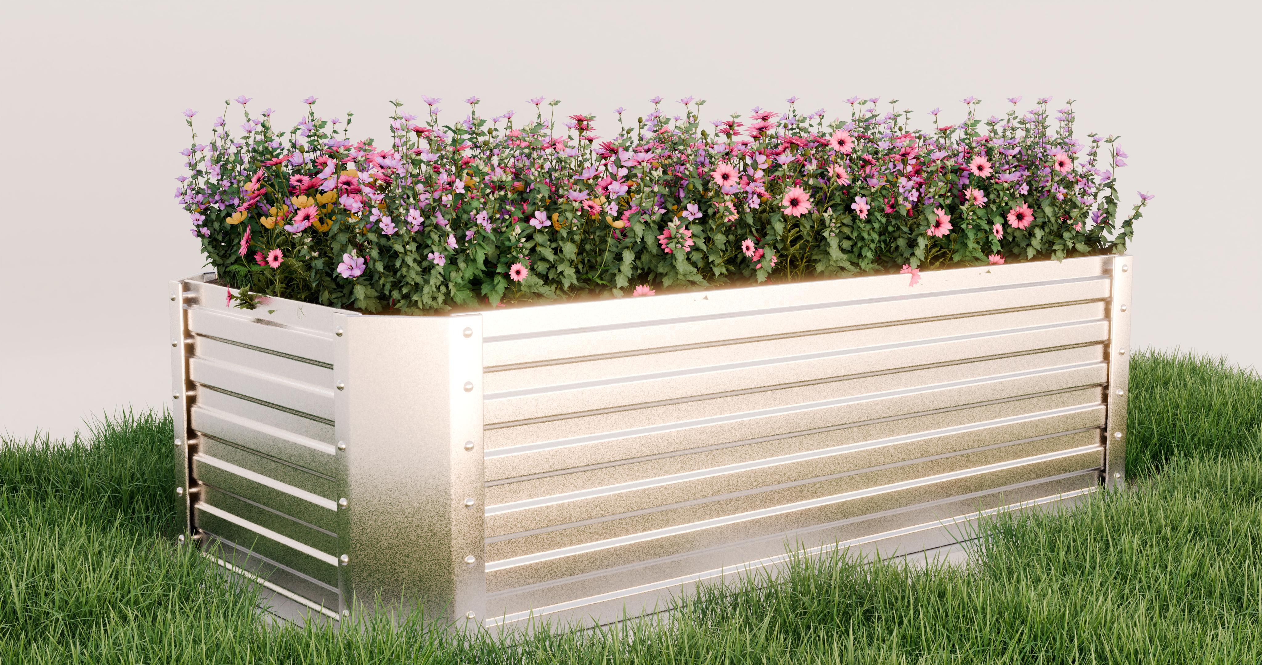 Raised bed made of galvanized sheet metal (184 x 60 x 90 cm)