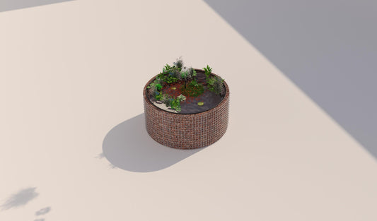 Gabion bassin surélevé rond, diamètre extérieur 172 cm, hauteur 80 cm, mailles 5 x 5 cm, épaisseur de paroi 15 cm