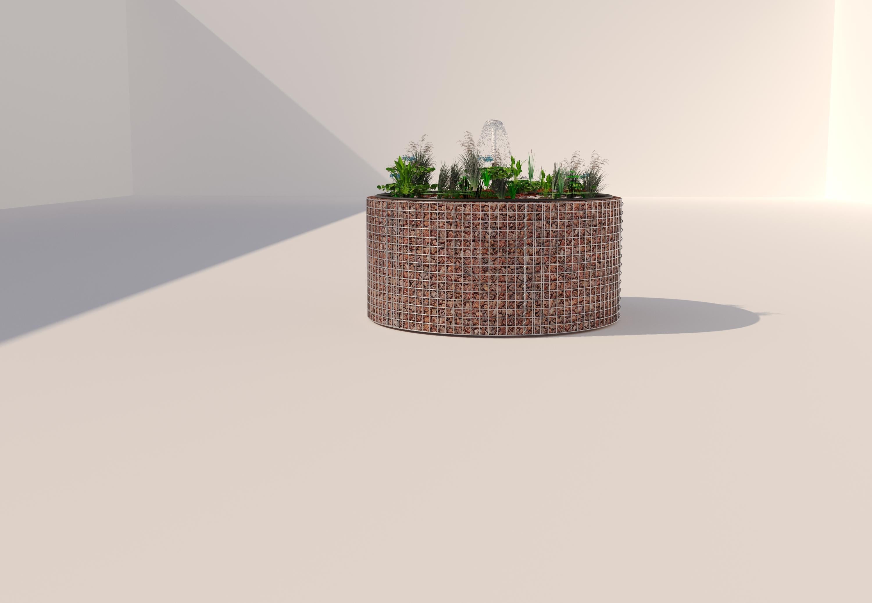 Gabion-dam, rund, ydre diameter 172 cm, højde 80 cm, maskestørrelse 5 x 5 cm, vægtykkelse 15 cm
