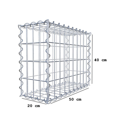 Gabione 50 cm x 40 cm x 20 cm (L x H x T), Maschenweite 5 cm x 10 cm, Spirale