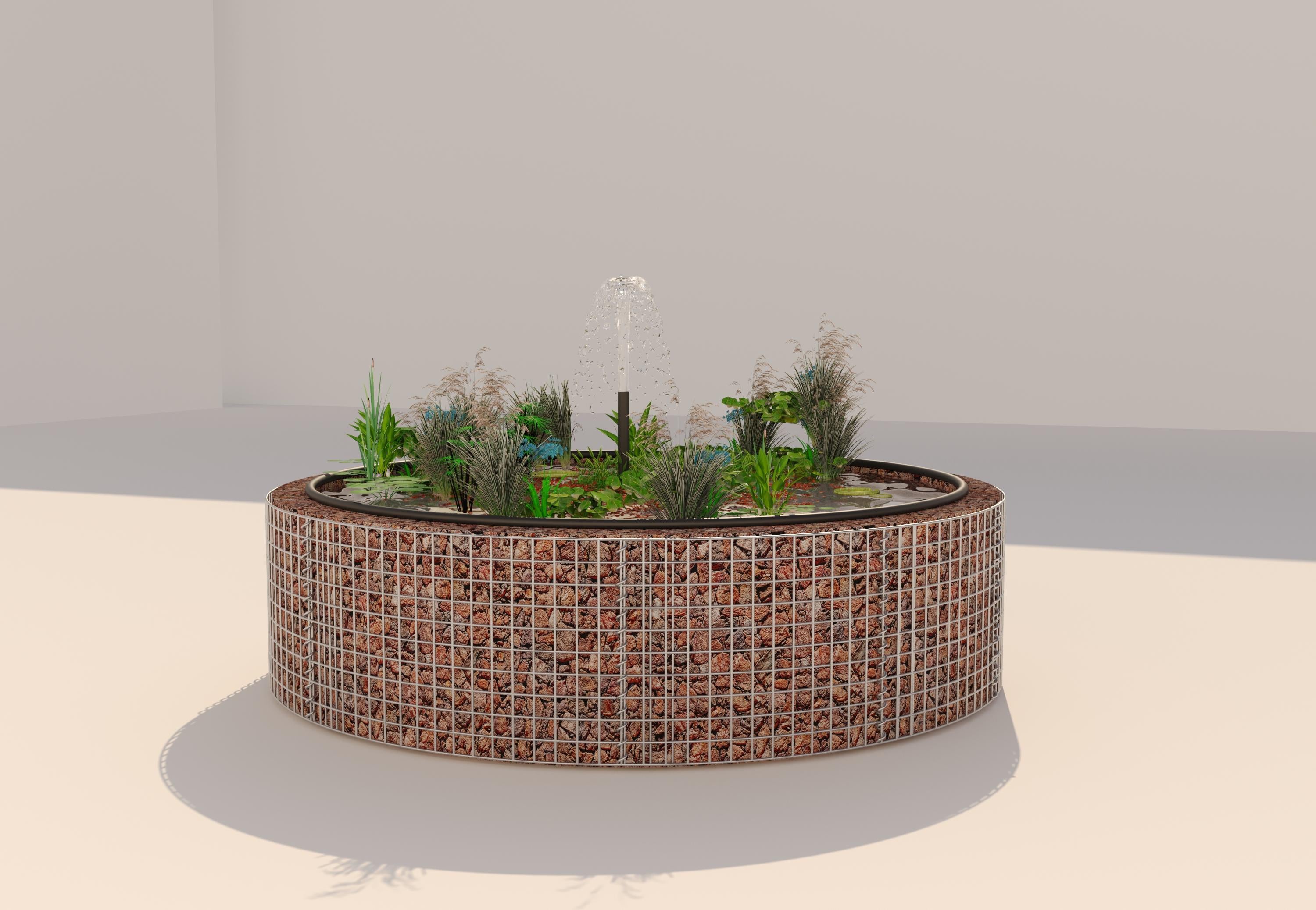 Gabionen Hochteich rund, Außendurchmesser 202 cm, Höhe 50 cm, Maschenweite 5 x 5 cm, Wandstärke 15 cm