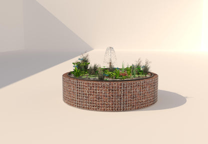 Gabionen Hochteich rund, Außendurchmesser 202 cm, Höhe 50 cm, Maschenweite 5 x 5 cm, Wandstärke 15 cm