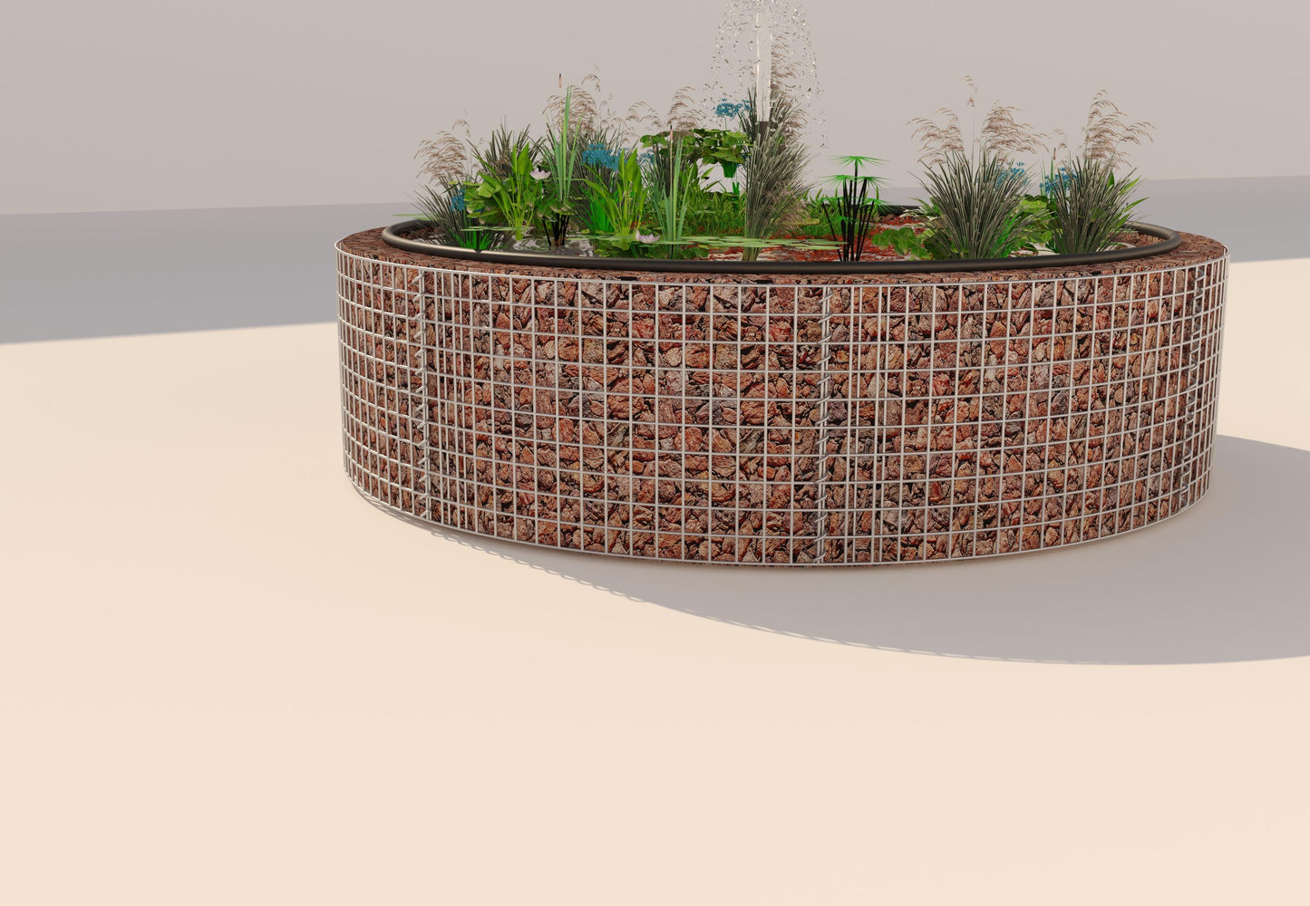 Gabionen Hochteich rund, Außendurchmesser 202 cm, Höhe 50 cm, Maschenweite 5 x 5 cm, Wandstärke 15 cm