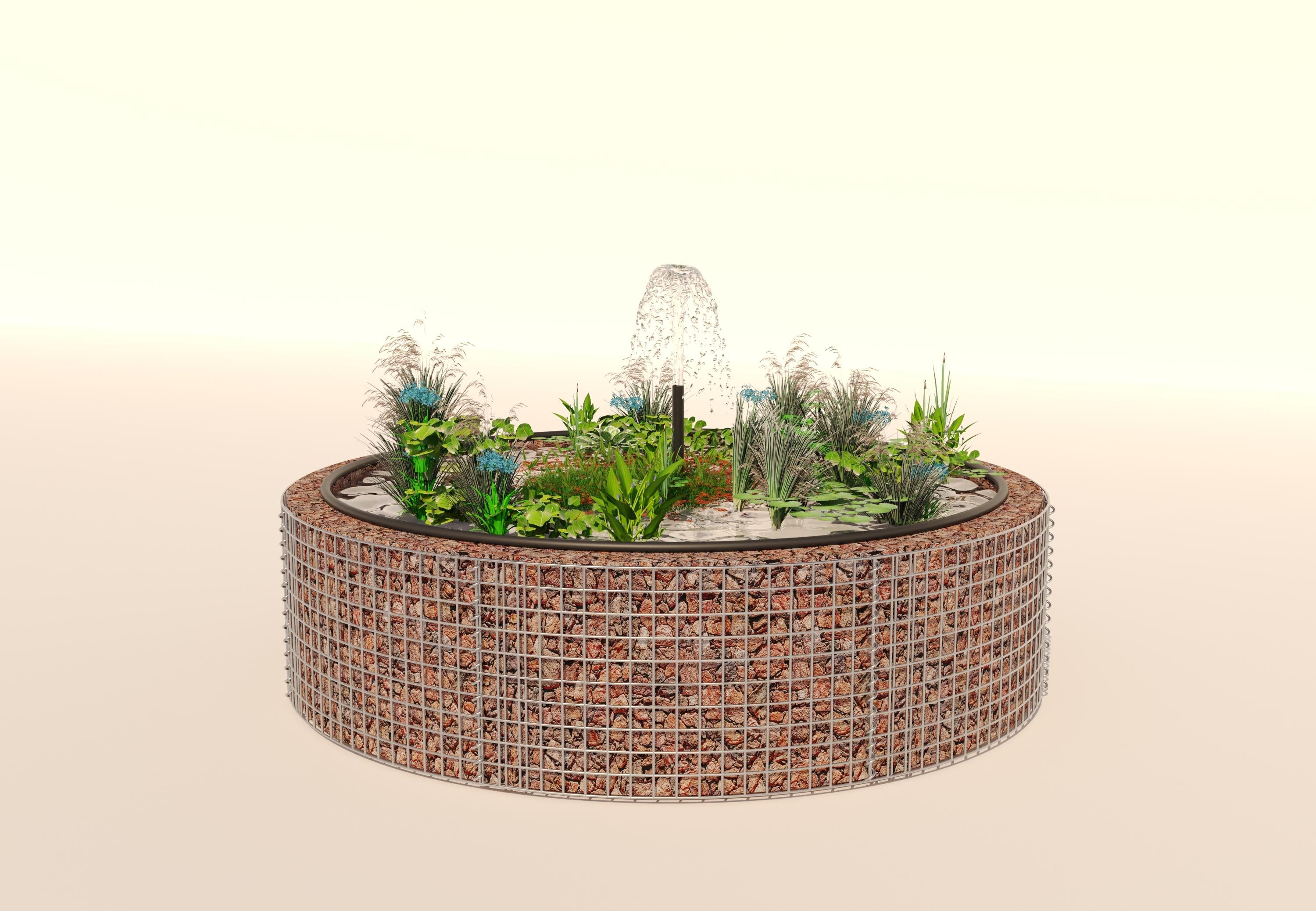 Gabionen Hochteich rund, Außendurchmesser 202 cm, Höhe 50 cm, Maschenweite 5 x 5 cm, Wandstärke 15 cm