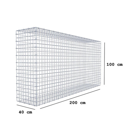 Gabione 200 cm x 100 cm x 40 cm (L x H x T), Maschenweite 5 x 5 cm, Spiralring