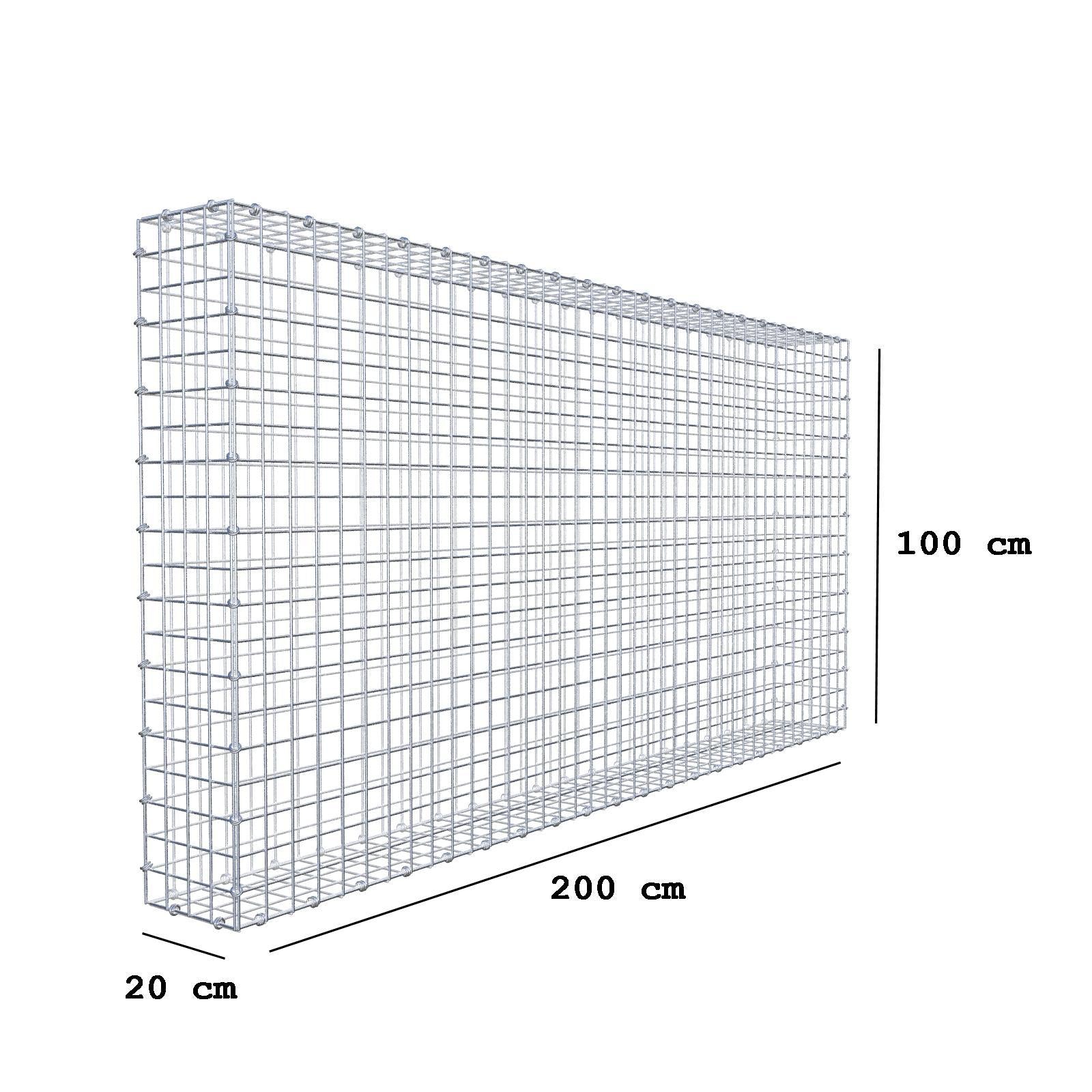 Gavión 200 cm x 100 cm x 20 cm (L x A x P), luz de malla 5 x 5 cm, anillo en espiral