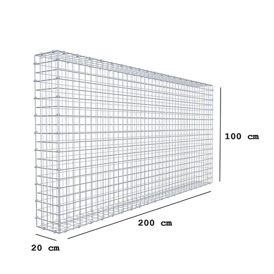 Gabion 200 cm x 100 cm x 20 cm (L x H x P), mailles 5 x 5 cm, anneau en spirale