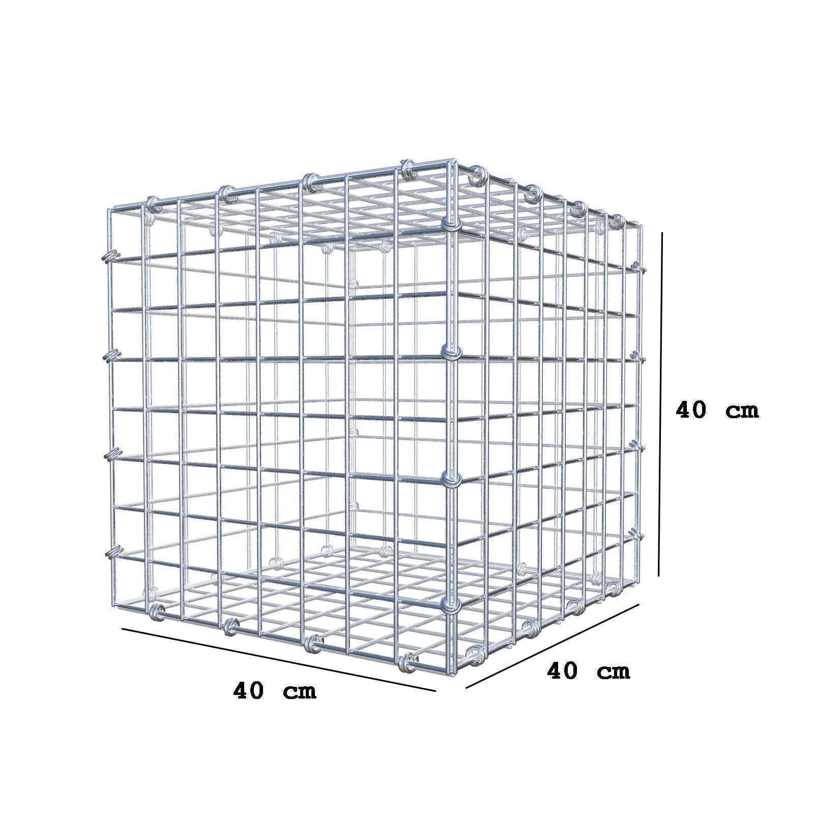 Schanskorf 40 cm x 40 cm x 40 cm (L x H x D), maaswijdte 5 x 5 cm, spiraalring