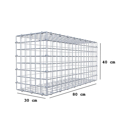Gabion 80 cm x 40 cm x 30 cm (L x H x D), maskstorlek 5 x 5 cm, spiralring