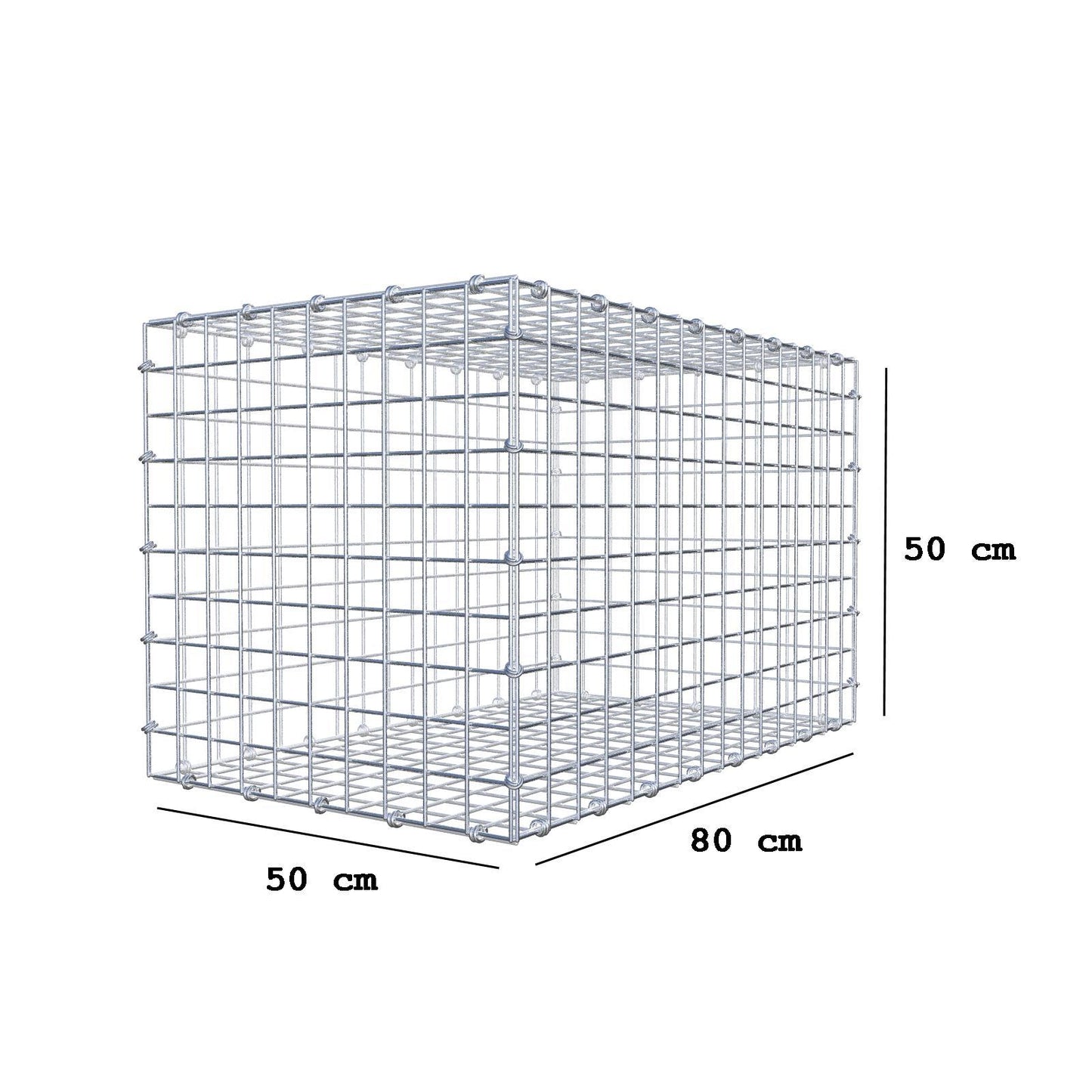 Gabion 80 cm x 50 cm x 50 cm (L x H x D), mesh size 5 x 5 cm, spiral ring