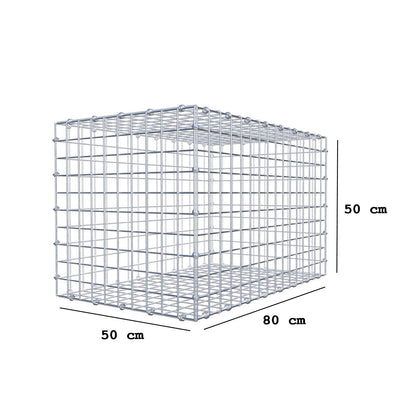 Gabion 80 cm x 50 cm x 50 cm (L x H x D), mesh size 5 x 5 cm, spiral ring
