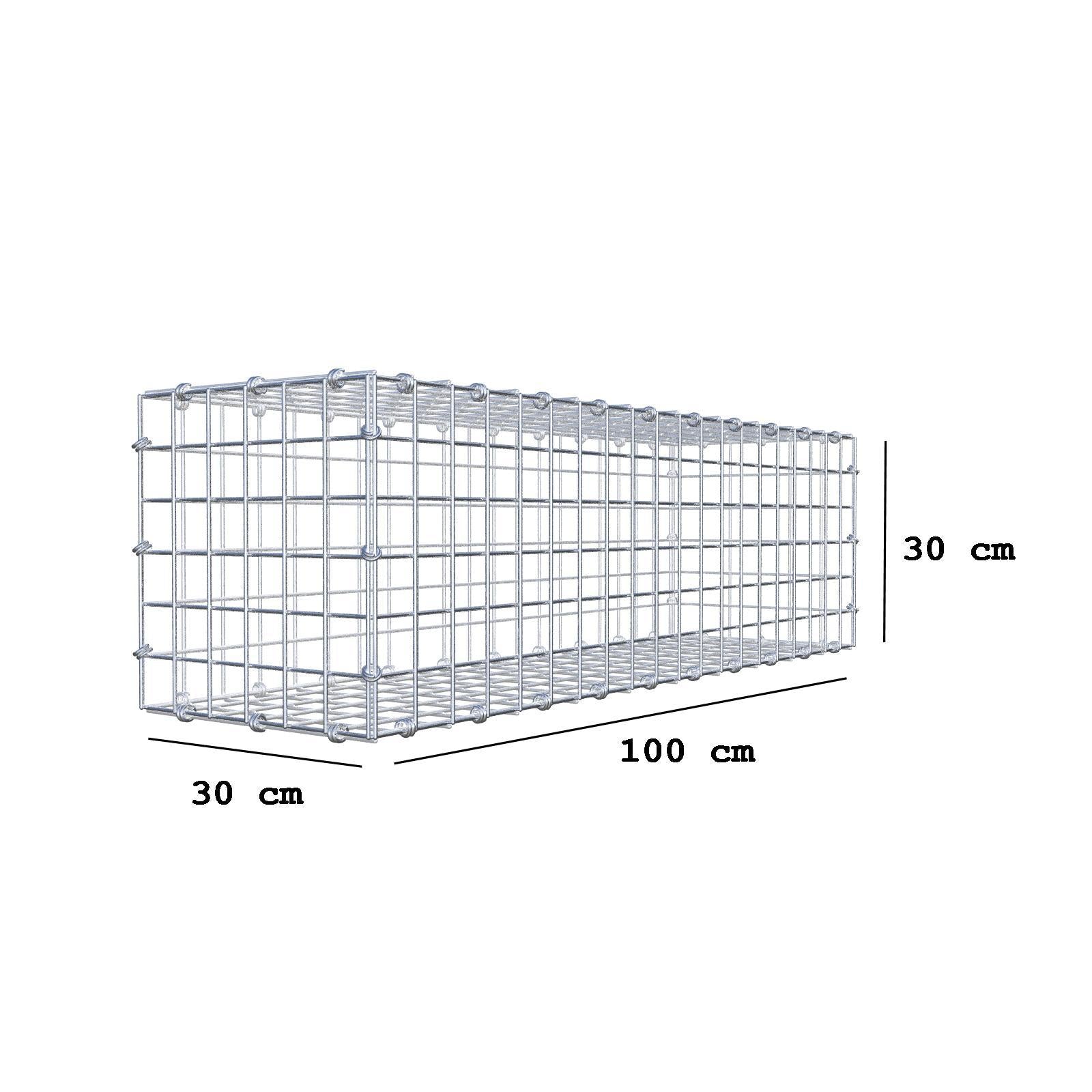 Gabion 100 cm x 30 cm x 30 cm (L x H x D), mesh size 5 x 5 cm, spiral ring