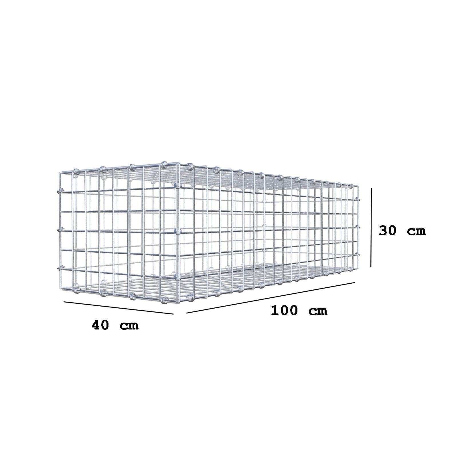 Gabion 100 cm x 30 cm x 40 cm (L x H x D), mesh size 5 x 5 cm, spiral ring