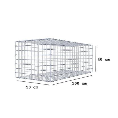 Gabion 100 cm x 40 cm x 50 cm (L x H x D), mesh size 5 x 5 cm, spiral ring