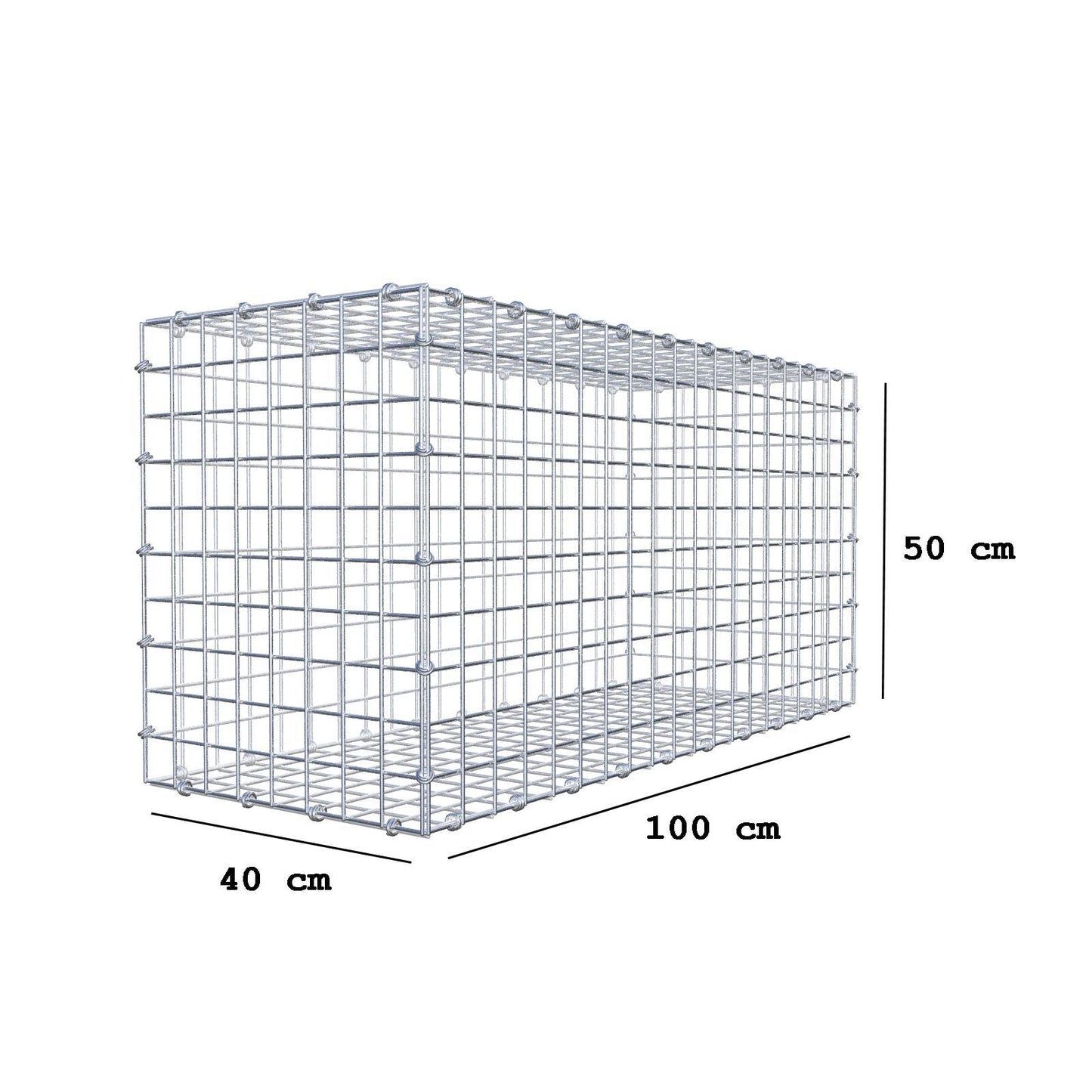Gabion 100 cm x 50 cm x 40 cm (L x H x D), maskstorlek 5 x 5 cm, spiralring