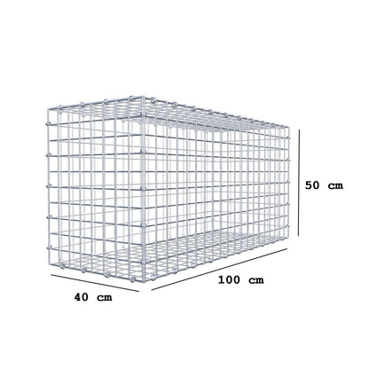 Gabion 100 cm x 50 cm x 40 cm (L x H x D), maskstorlek 5 x 5 cm, spiralring
