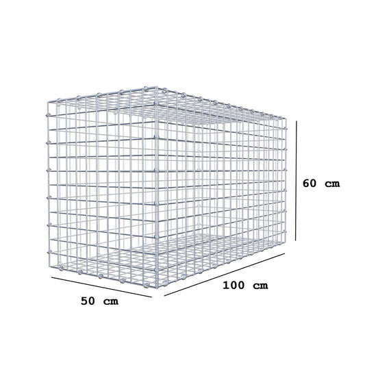 Gabion 100 cm x 60 cm x 50 cm (L x H x P), mailles 5 x 5 cm, anneau en spirale