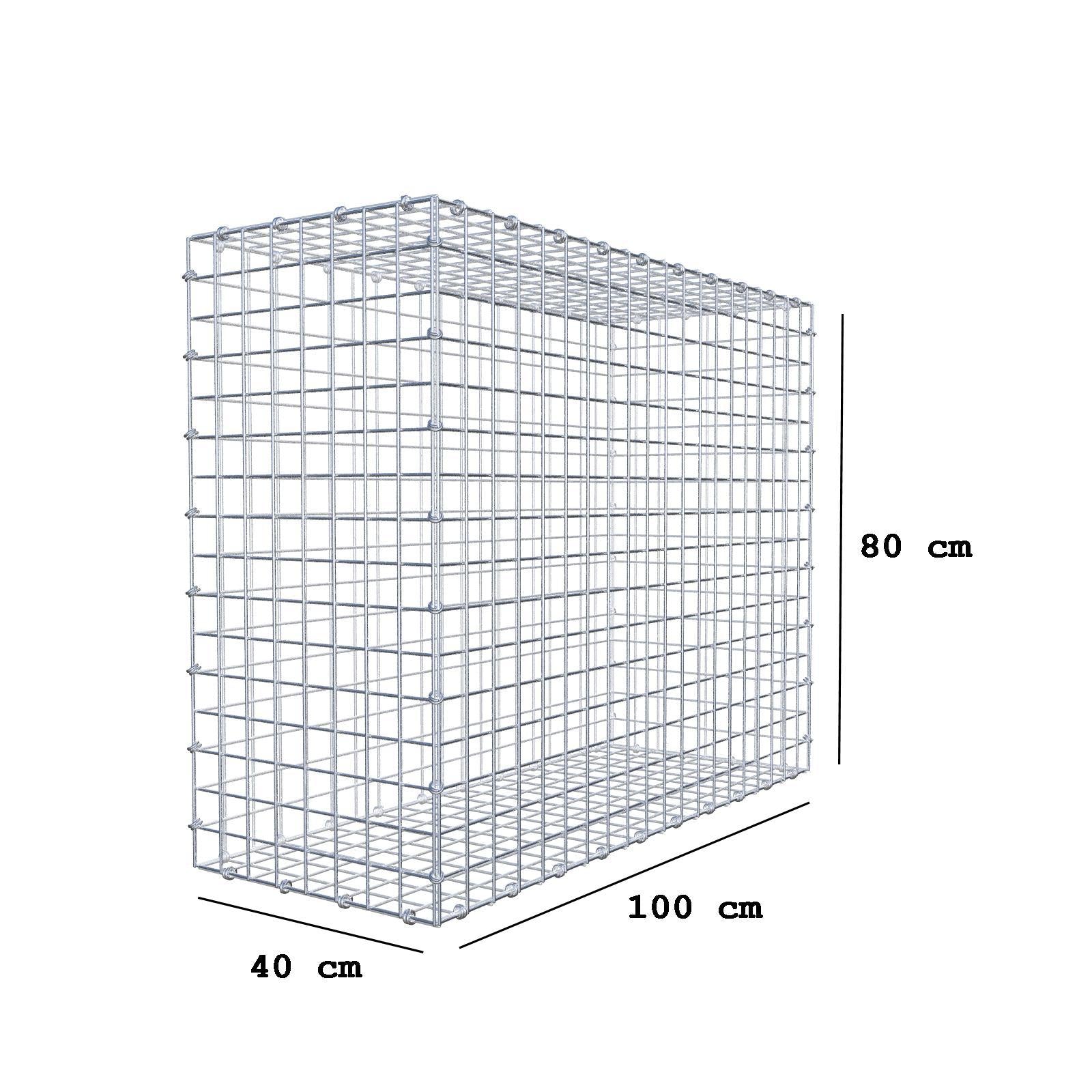 Gabion 100 cm x 80 cm x 40 cm (L x H x D), mesh size 5 x 5 cm, spiral ring